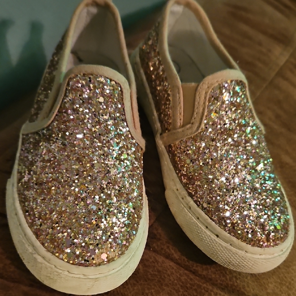 Cat & Jack Glittery Gold Kids Sneakers